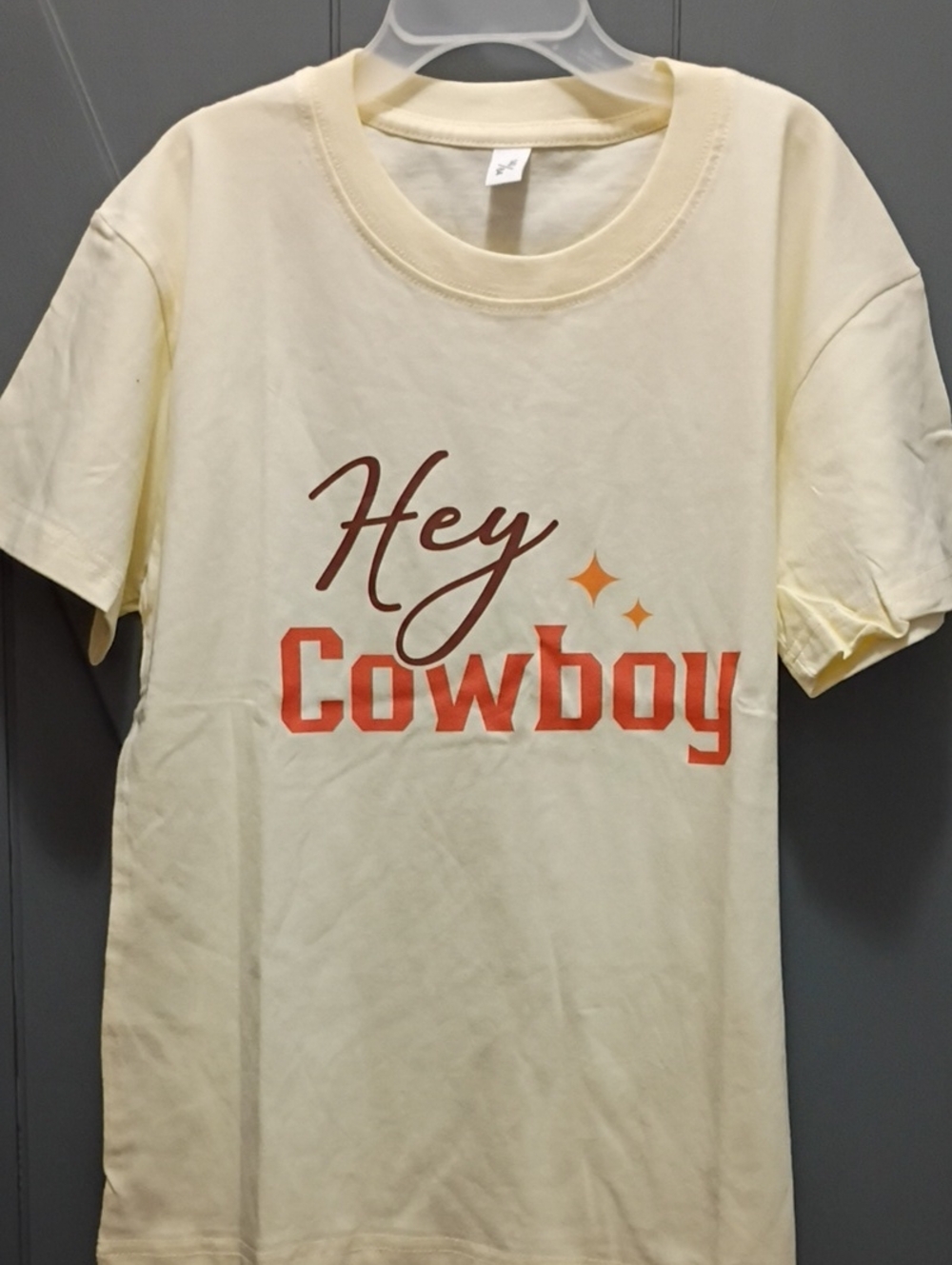 Hey Cowboy Kids Graphic Tee - Cream with Orange Print New